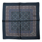 Blue Printed Silk Square Men Foulard Scarf