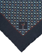 Blue Cocktail Silk Square Foulard Scarf