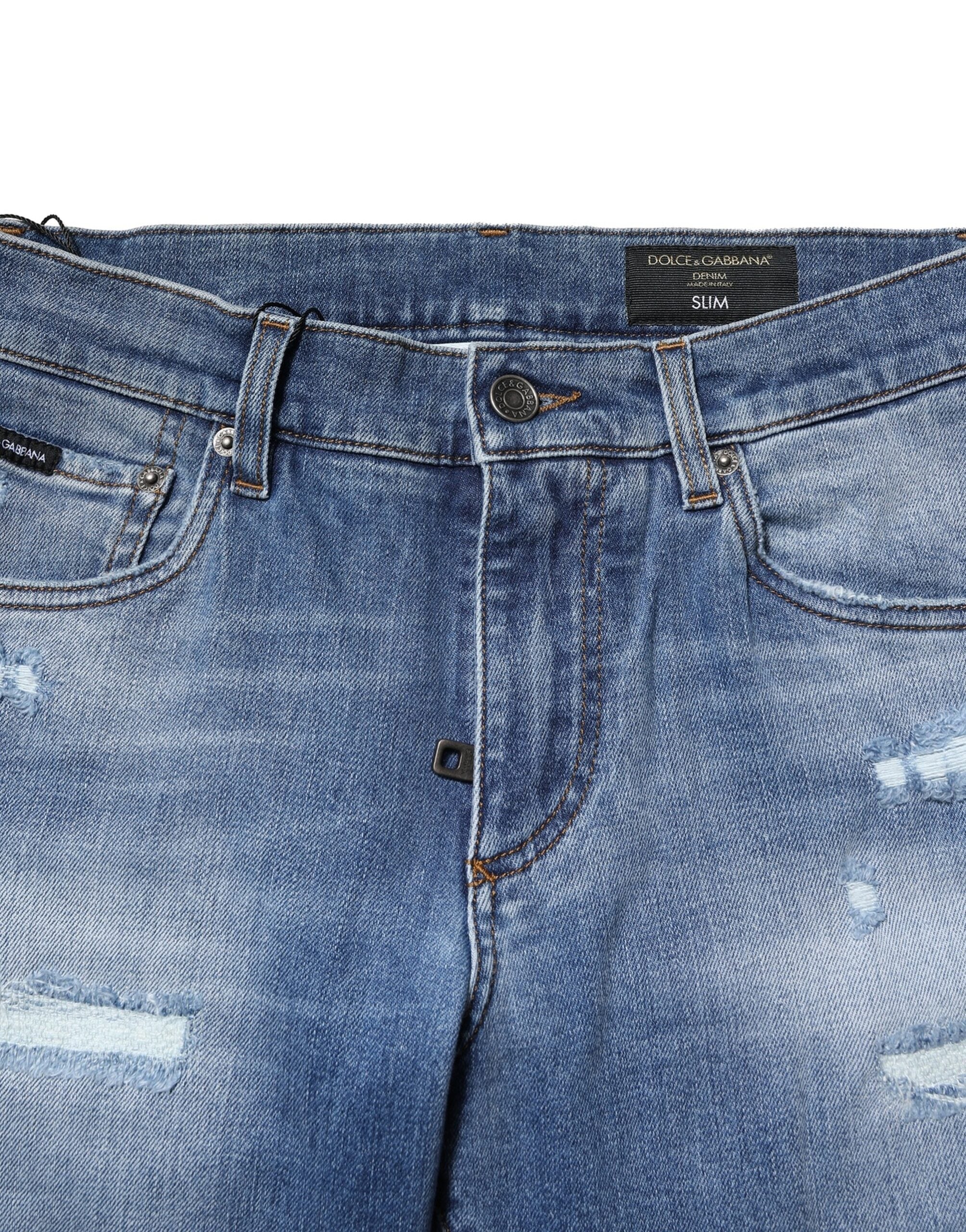 Blue Washed Cotton Skinny Men Denim Jeans