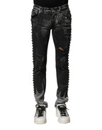 Black Washed Embellished Skinny Denim Jeans