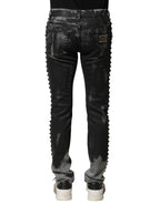 Black Washed Embellished Skinny Denim Jeans