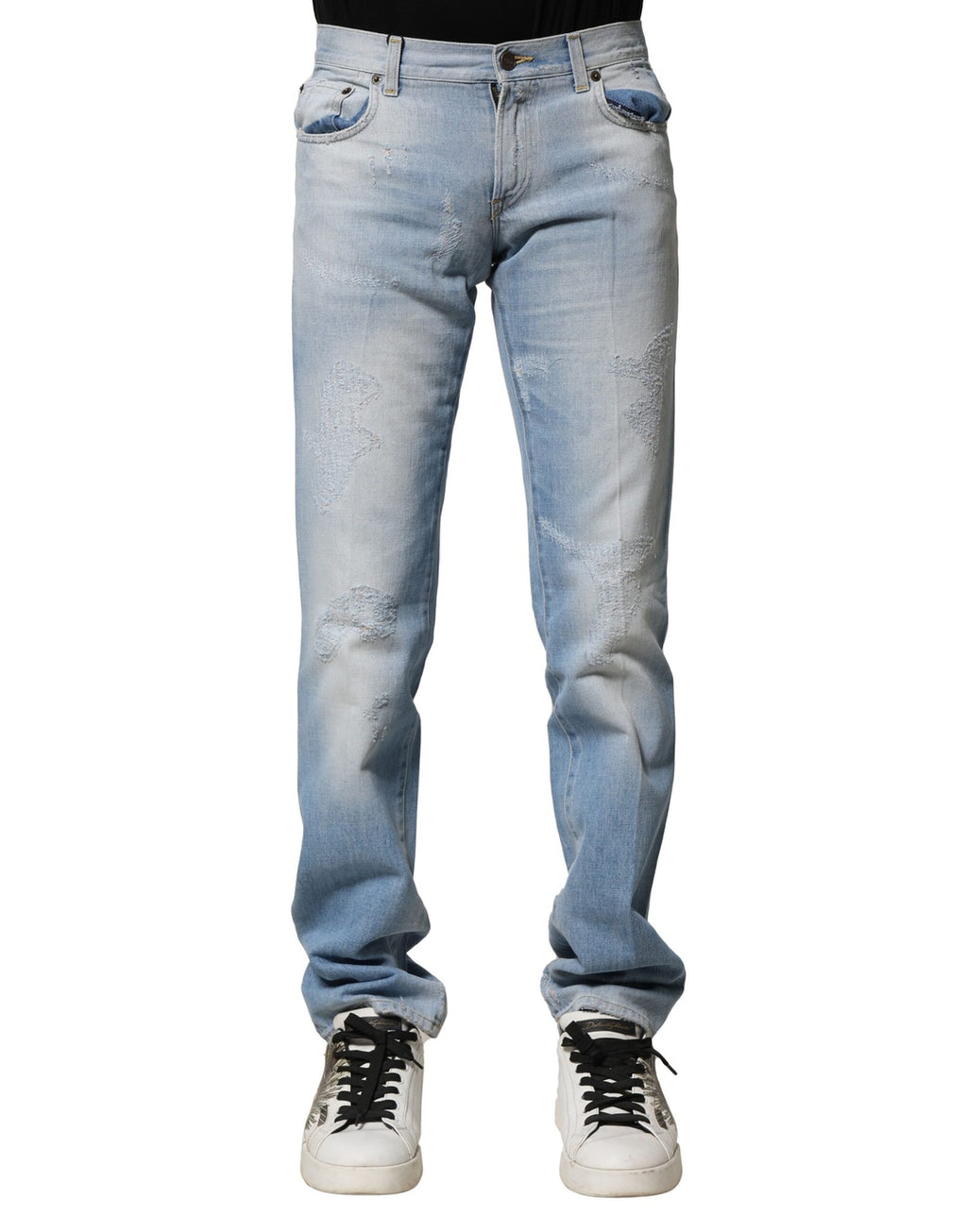 Light Blue Washed Straight Fit Denim Jeans