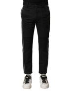 Black Gray Cotton Tapered Men Pants