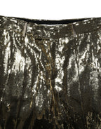 Gold Sequin Polyester Embellished Bermuda Shorts