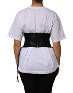 Black Cotton Waist LaceUp Strap Corset Belt