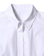 White Cotton Collared Long Sleeves Shirt Top