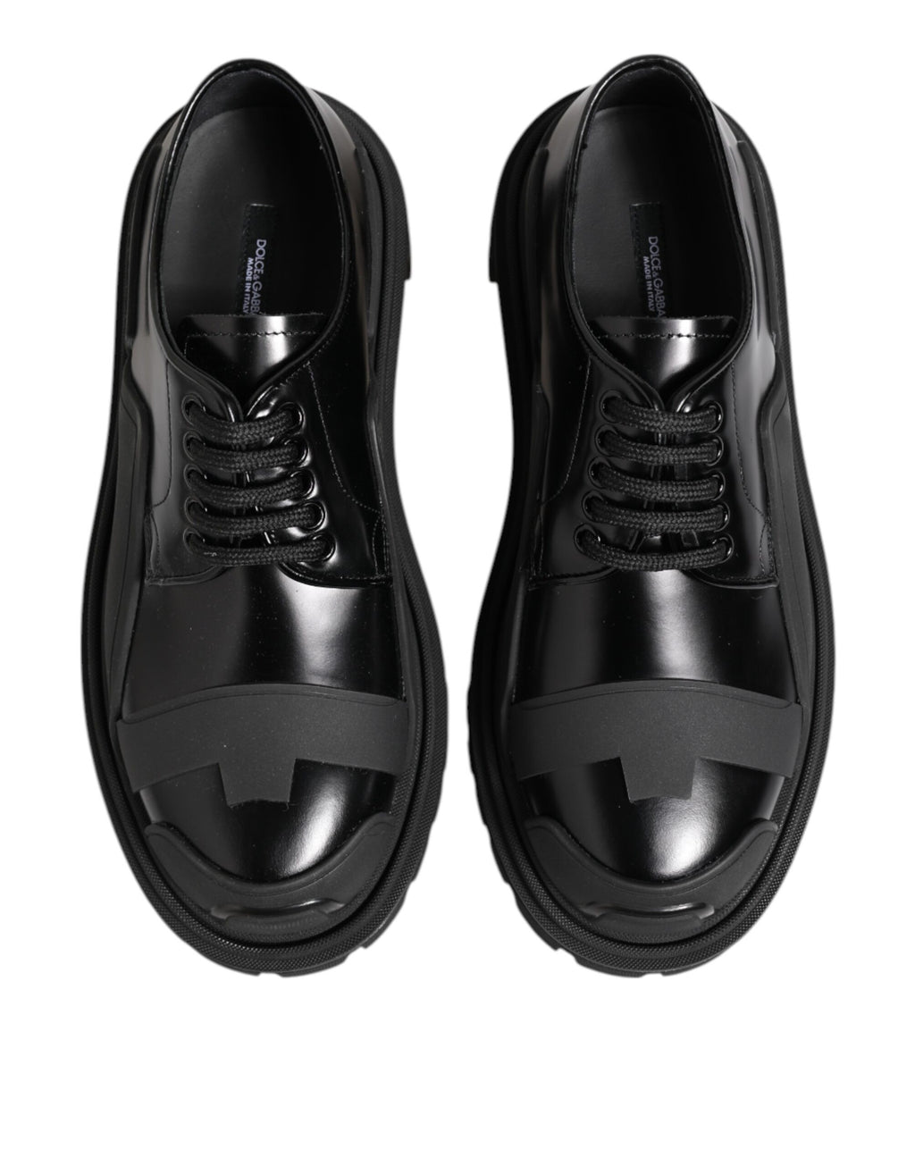 Black Patent Leather Trekking Derby Shoes