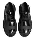 Black Patent Leather Trekking Derby Shoes