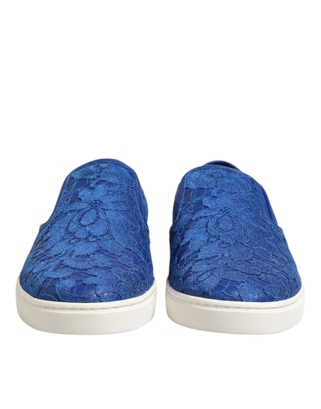 Blue Leather Lace Slip On Sneaker Shoes