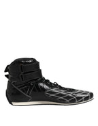 Black Quilted Leather Lace Up Sneakers Shoes