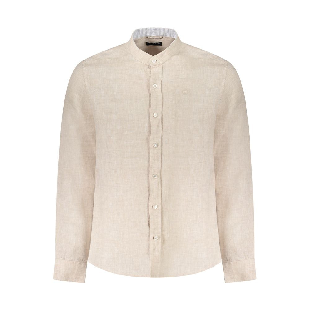 Beige Linen Men Shirt