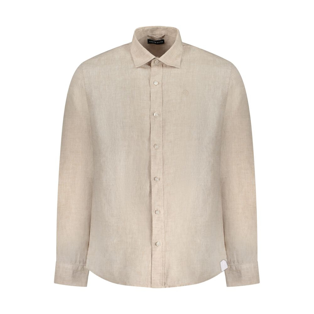 Beige Linen Men Shirt