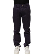 Dark Purple Mid Waist Casual Straight Pants