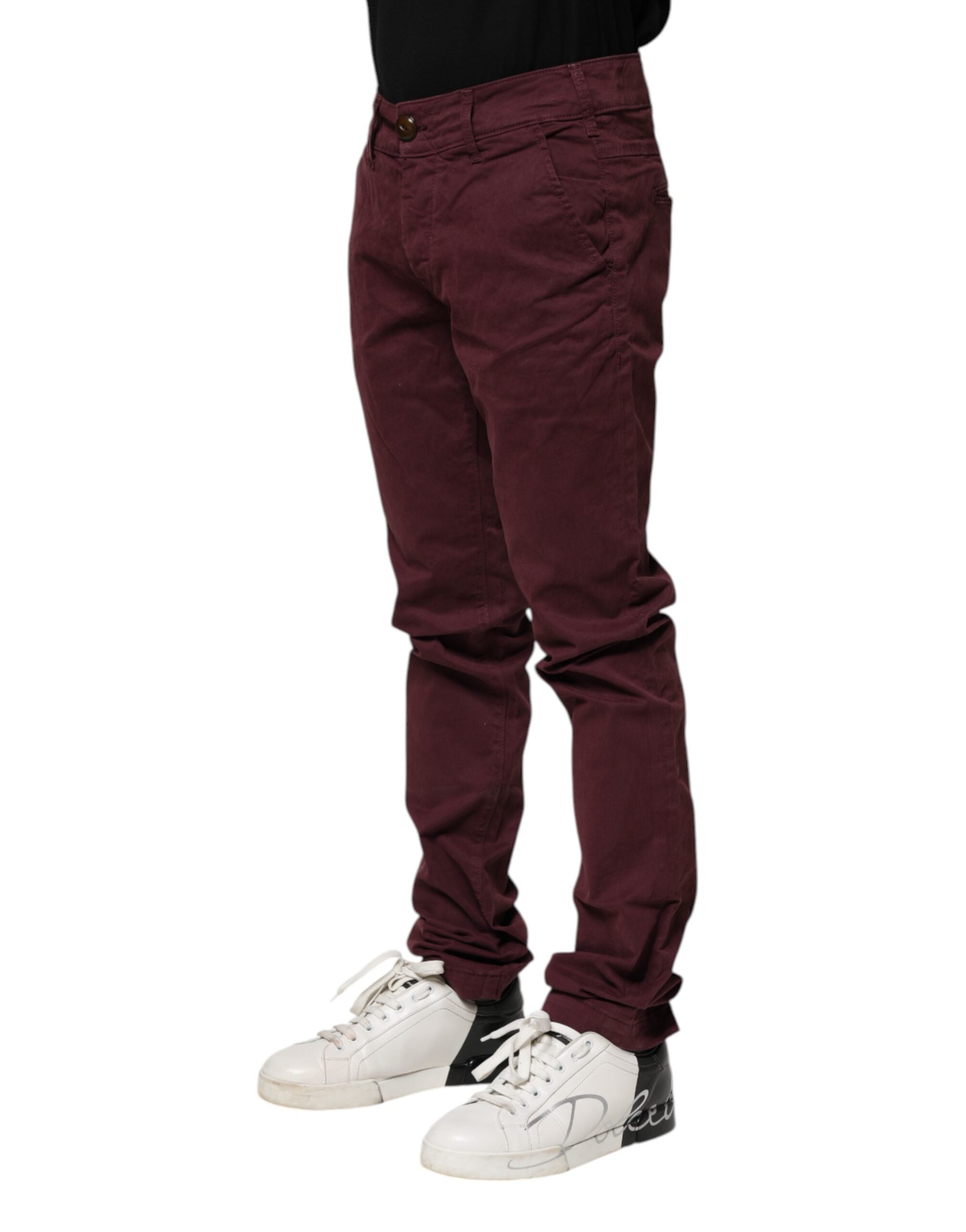 Maroon Cotton Stretch Skinny Fit Men Denim Jeans