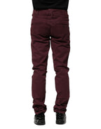 Maroon Cotton Stretch Skinny Fit Men Denim Jeans