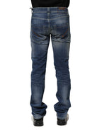 Blue Washed Skinny Fit Casual Men Denim Jeans