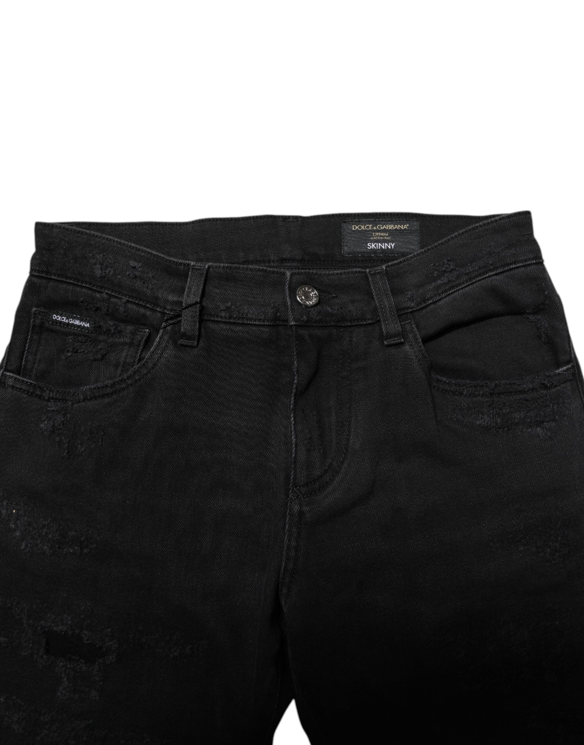 Black Cotton Skinny Men Denim Jeans