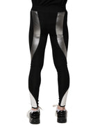 Black Silver Nylon Skinny Men Leggings Pants