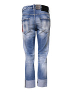 Blue Washed Cotton Mid Waist Skinny Denim Jeans