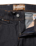 Blue Mid Waist Cotton Wide Leg Denim Jeans