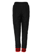 Black Quilted Mid Waist Jogger Pants