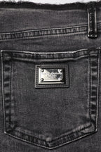 Gray Skinny Cotton Mid Waisted Denim Jeans