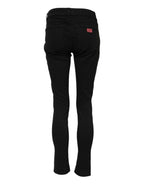 Black Skinny Cotton Mid Waisted Denim Jeans