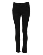 Black Cotton Skinny Mid Waisted Denim Jeans