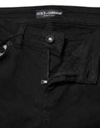 Black Cotton Skinny Mid Waisted Denim Jeans
