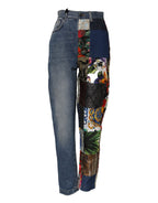 Blue AMBER Patchwork High Waist Denim Jeans