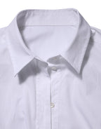 White Cotton Long Sleeves Collared Top Shirt