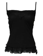 Black Wool Sleeveless Square Neck Tank Top