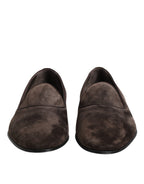 Brown Velvet Leather Slip On Loafers Shoes