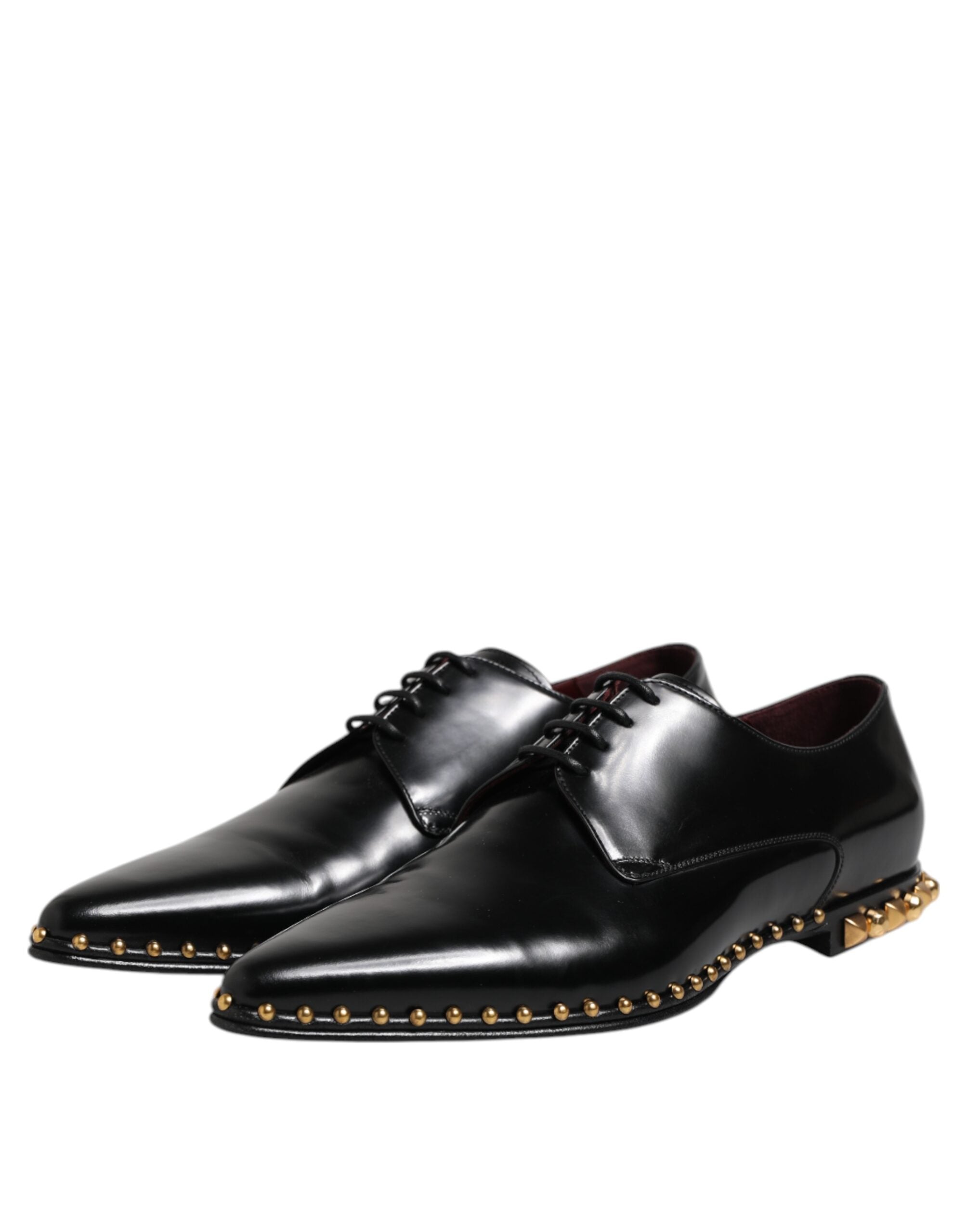 Black Leather Studded Derby Men Dress Shoes