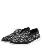 Black Slip On Printed Men Loafers Shoes