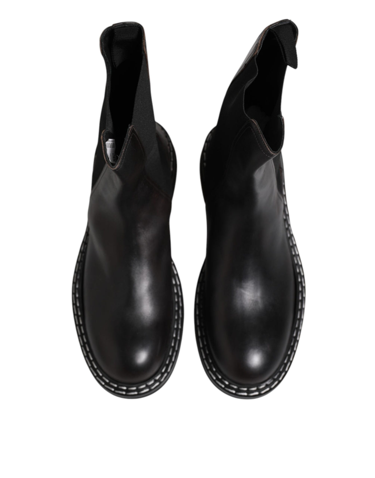 Black Leather Mid Calf Boots Flats Shoes