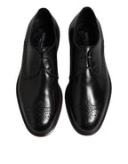 Black Leather Derby Wingtip Formal Shoes
