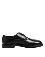 Black Leather Derby Wingtip Formal Shoes