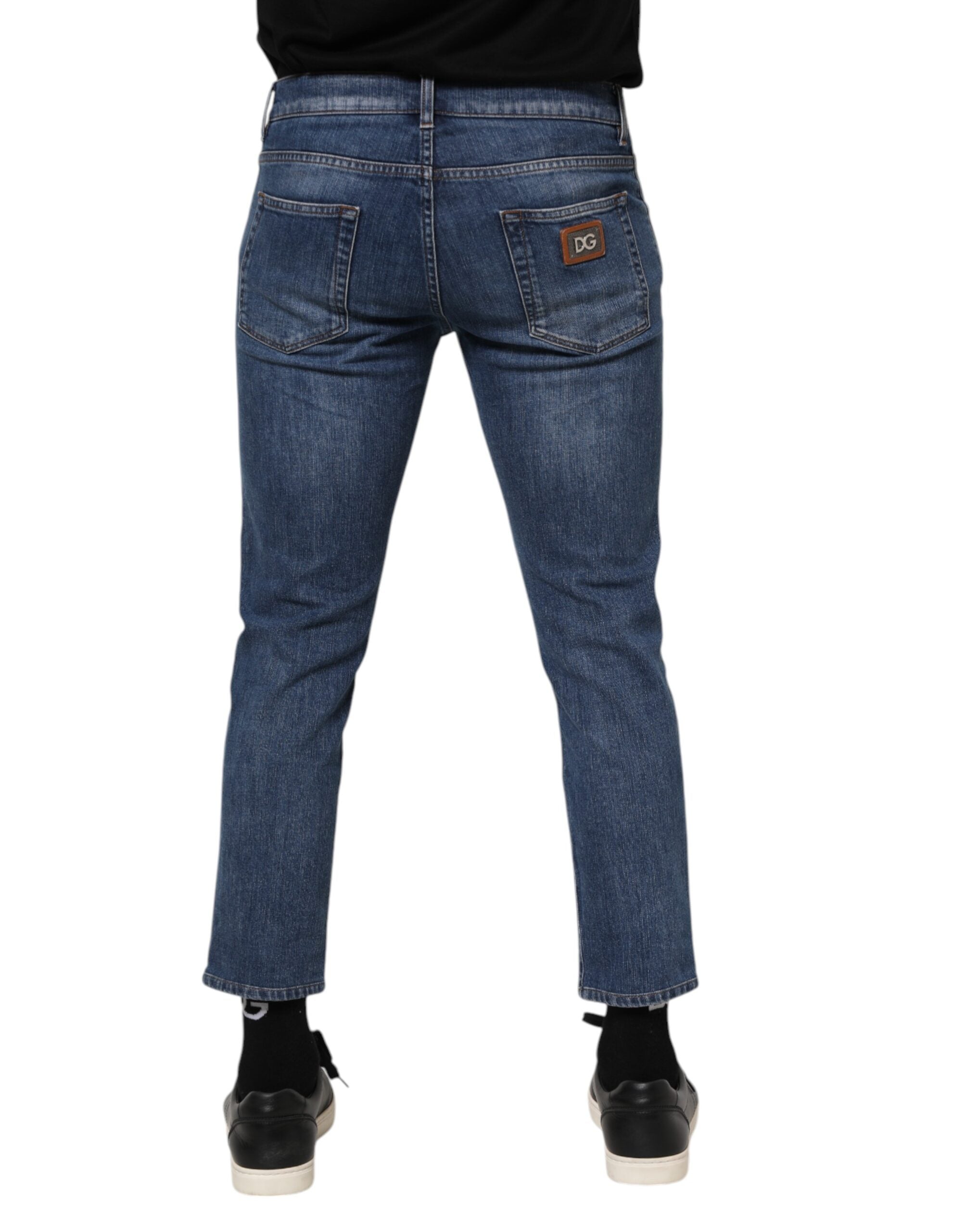 Blue Cotton Logo Plaque Denim Jeans