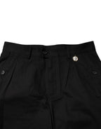Black Cotton Knee Length Men Bermuda Shorts