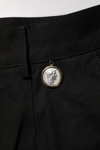 Black Cotton Knee Length Men Bermuda Shorts