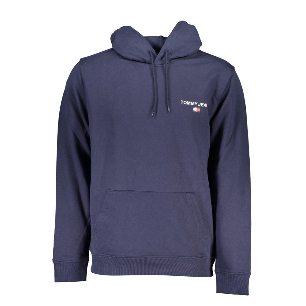 Blue Cotton Men Hoodie