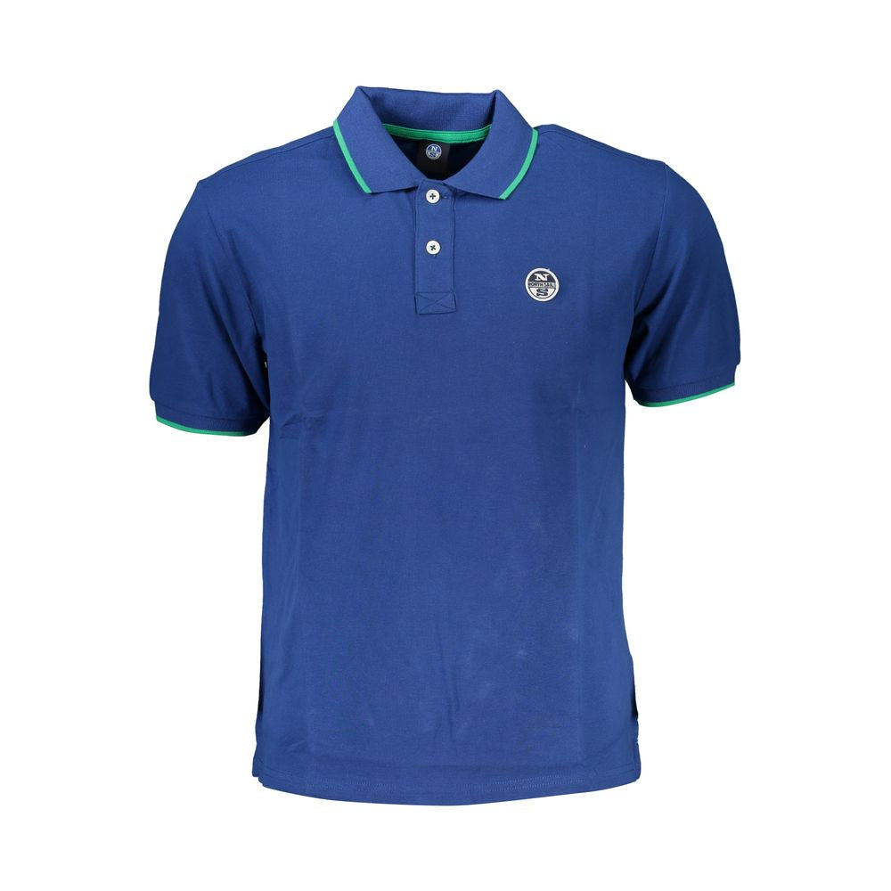 Blue Cotton Men Polo Shirt