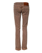 Brown Cotton Slim Fit Denim Low Waist Jeans