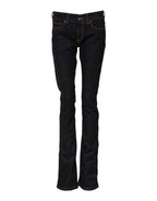 Dark Blue Cotton Mid Waisted Skinny Denim Jeans