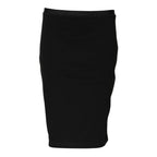 Black Polyester Pencil Cut Knee Length Skirt