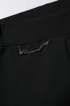 Black Polyester High Waisted Flared Pants