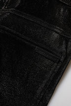 Black Cotton Stretch Silver Lurex Thread Pants