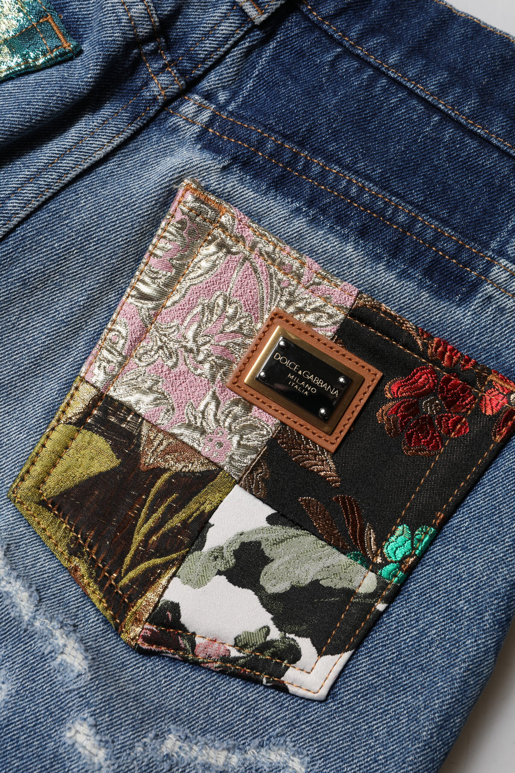 Blue Cotton Tattered High Waist Denim Jeans