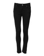 Black Cotton Skinny Mid Waist Denim Jeans